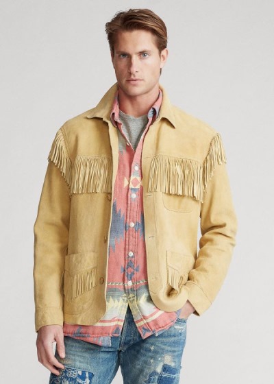 Chaquetas Polo Ralph Lauren Hombre Marrom - Fringe Lambskin - FQETZ1692